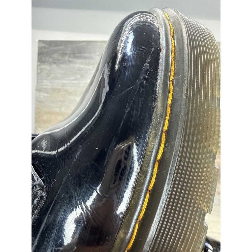 Dr Martens Womens Boots 8 Zavala Black Patent Leather Lace Up Combat - Picture 10 of 12